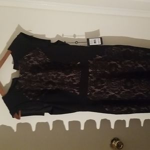 Lace Block Black Dress